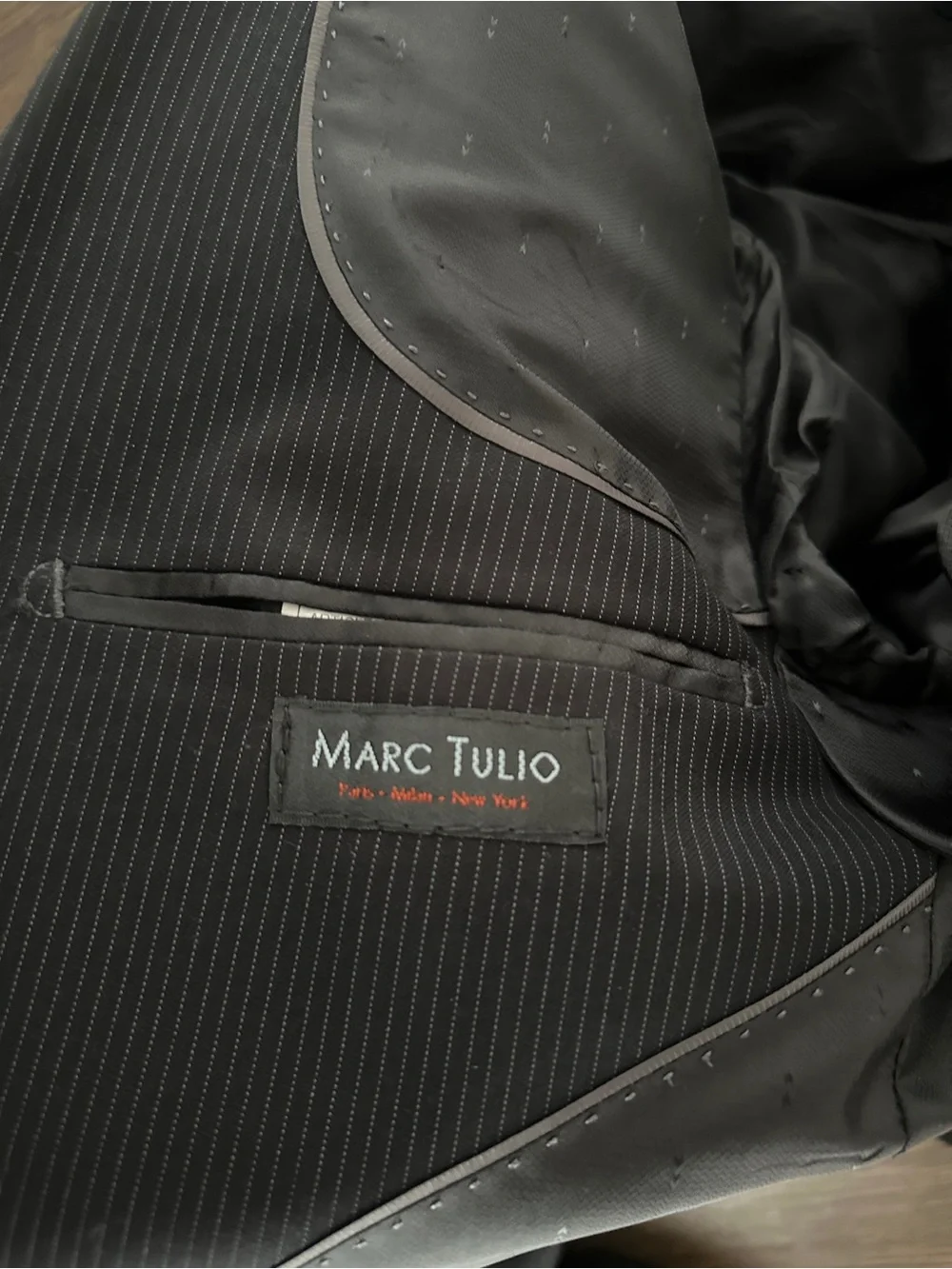 2 Men’s Black Suit Jackets 40L & 38R Repair Lot Midtown Man Marc Tulio Stretch